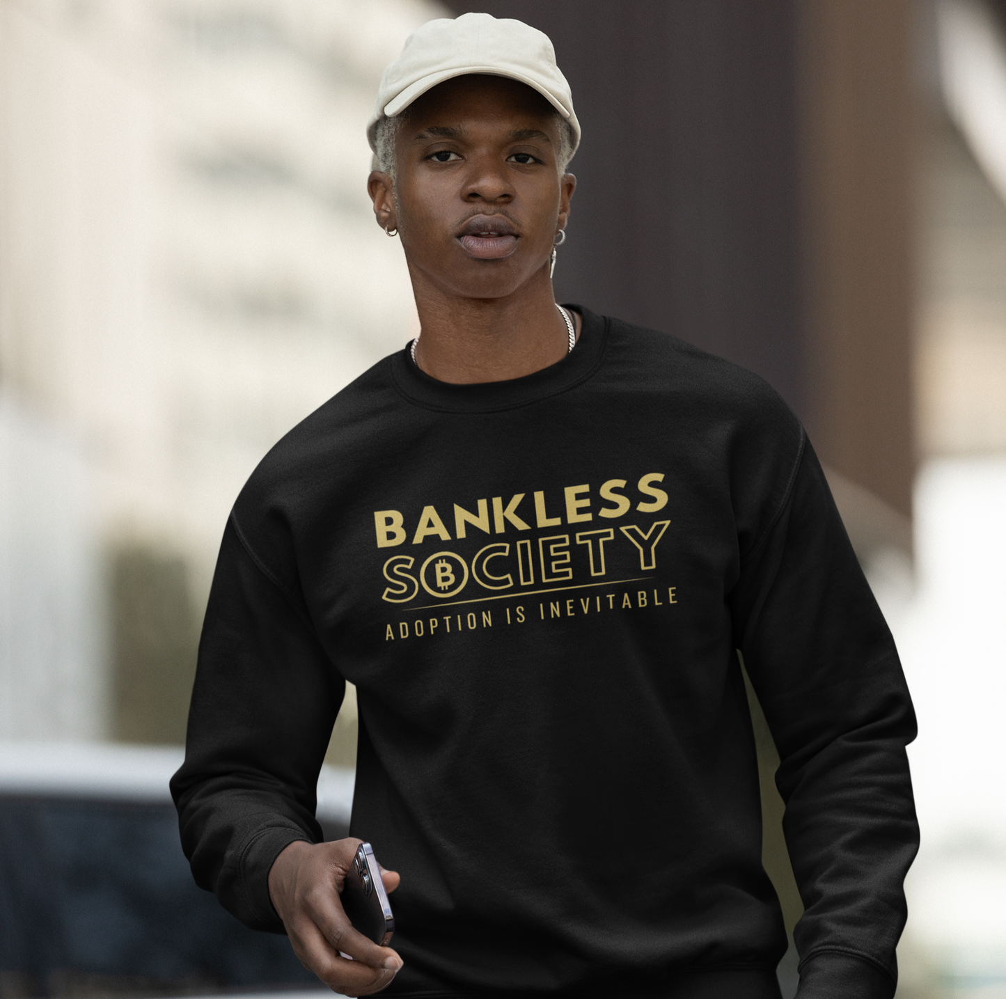 Bankless Society. Adoption is Inevitable Block Gildan Crewneck Sweatshirt