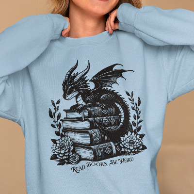 Dragon Read Books Be Weird Gildan Sweatshirt