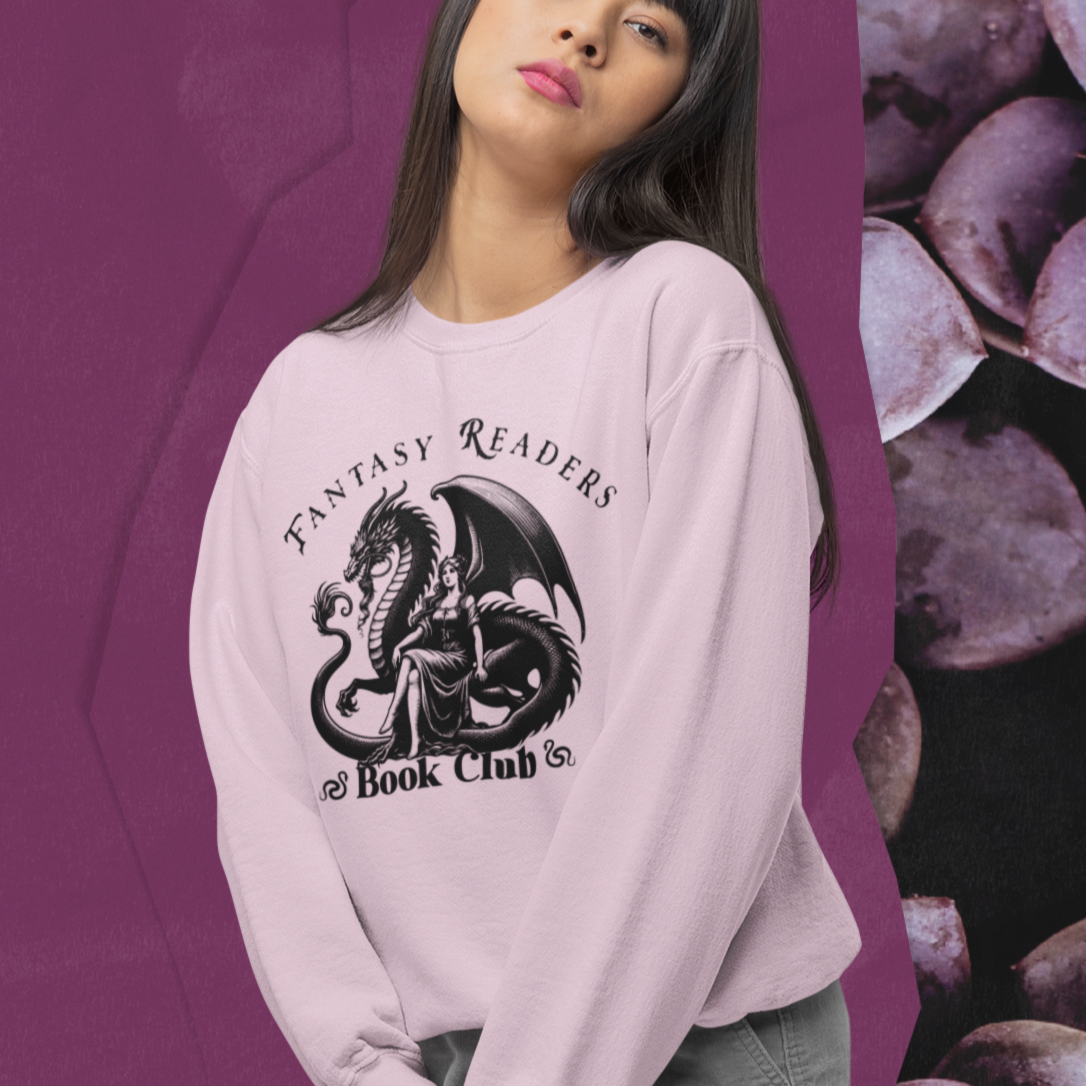 Fantasy Readers Book Club Dragon Front & Back Print Sweatshirt