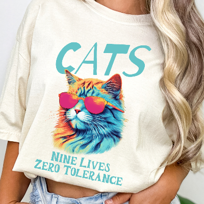 Cats Nine Lives Zero Tolerance Colorful T-Shirt
