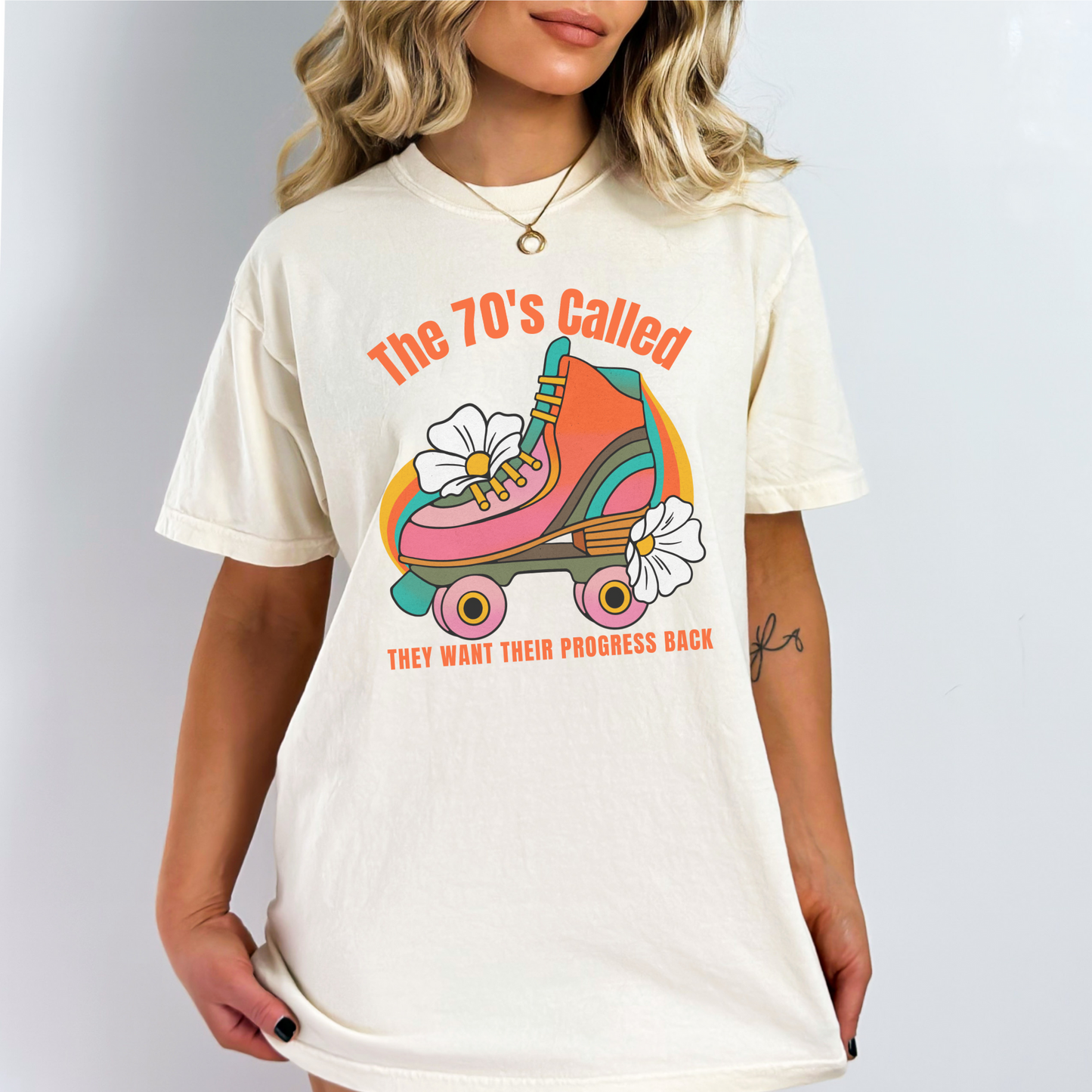 The 70's Called Retro Feminist Roller Skate Vintage Style T-Shirt