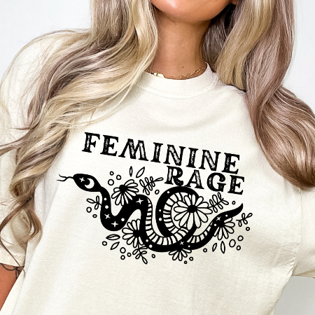 Feminine Rage Snake Theme Comfort Colors T-Shirt
