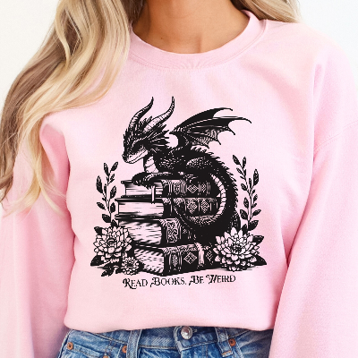 Dragon Graphic Read Books Be Weird - Gildan Sweatshirt