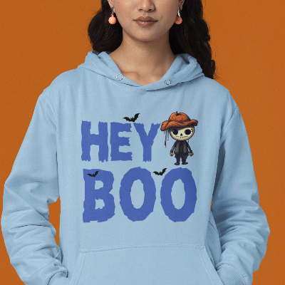 Hey Boo Cozy Adorable Scarecrow Halloween Hooded Sweatshirt