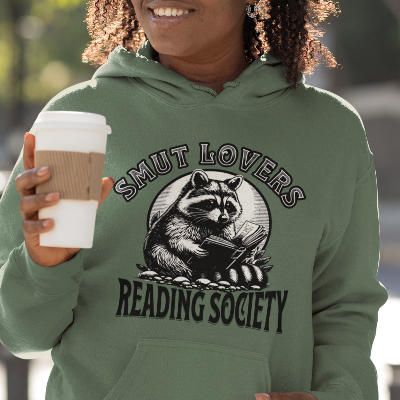 Smut Lovers Reading Society Raccoon-Themed Hooded Sweatshirt