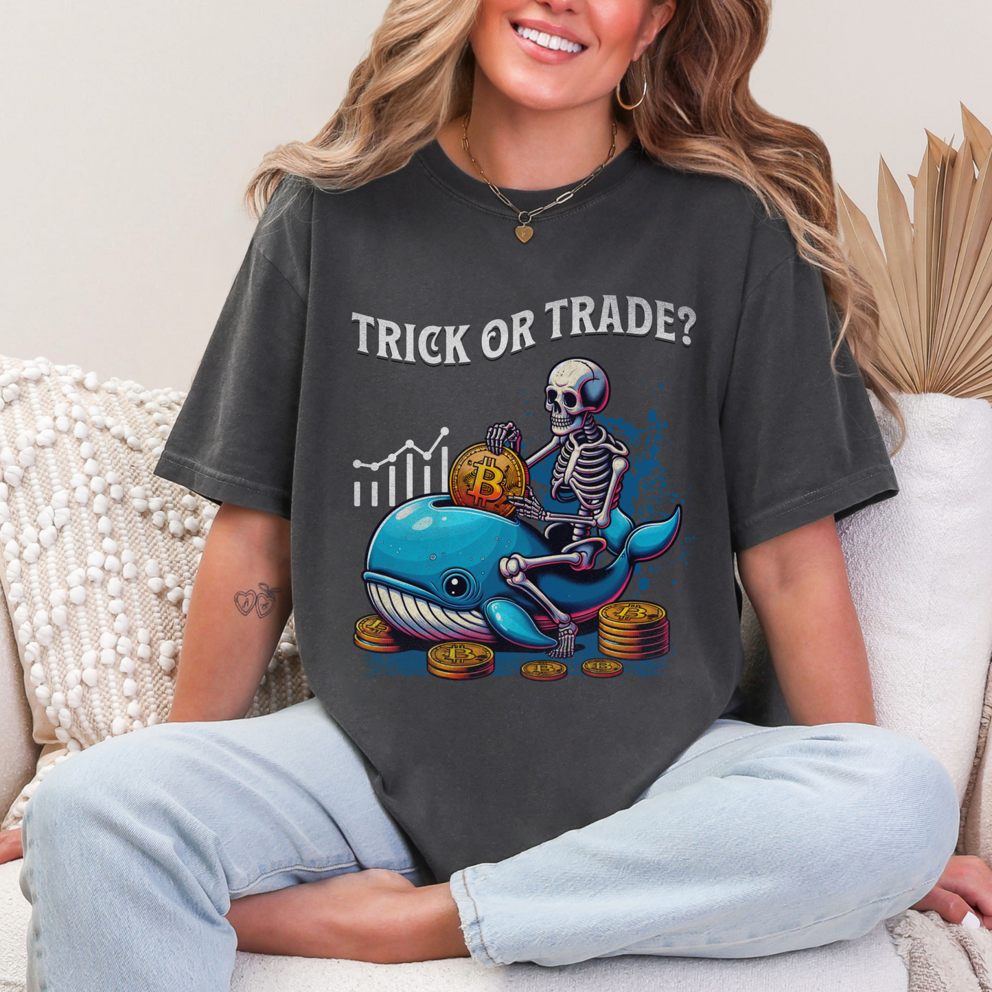 Trick or Trade Halloween Crypto Whale T-shirt