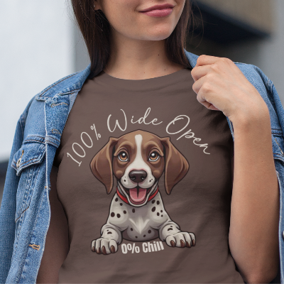 Funny GSP T-Shirt 100% Wide Open Puppy German Shorthaired Pointer Lover Gift