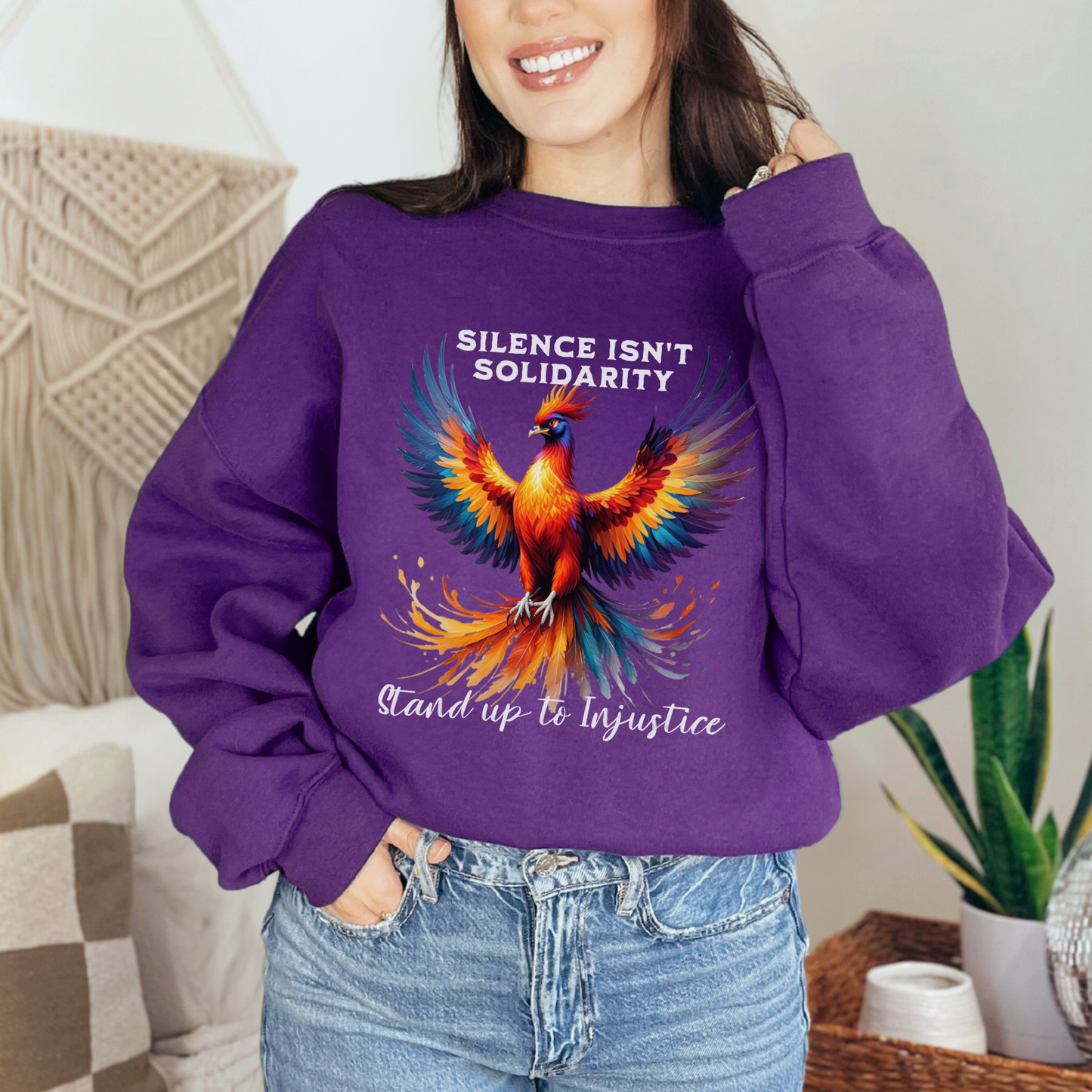 Phoenix Themed Social Justice Activist Empowerment Crewneck Sweatshirt