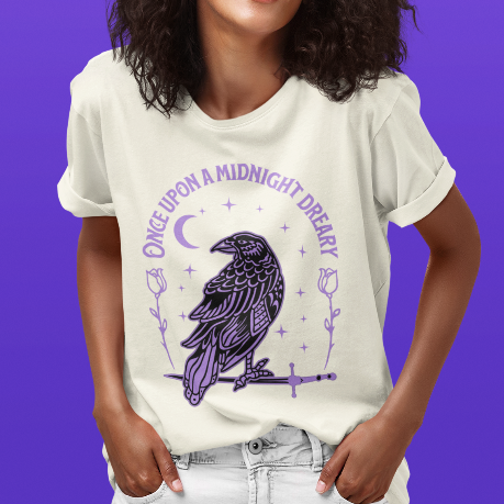 Edgar Allen Poe Raven Night T-Shirt — "Once Upon a Midnight Dreary" Gothic Poetry Tee