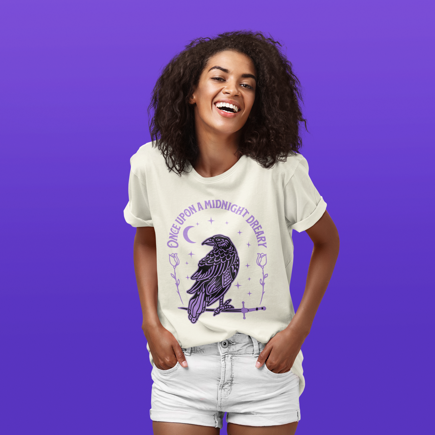 Edgar Allen Poe Raven Night T-Shirt — "Once Upon a Midnight Dreary" Gothic Poetry Tee