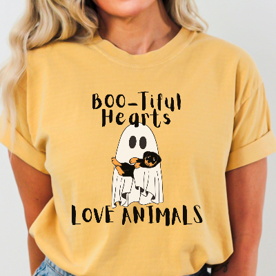 Boo-tiful Hearts Love Animals Ghost T-shirt