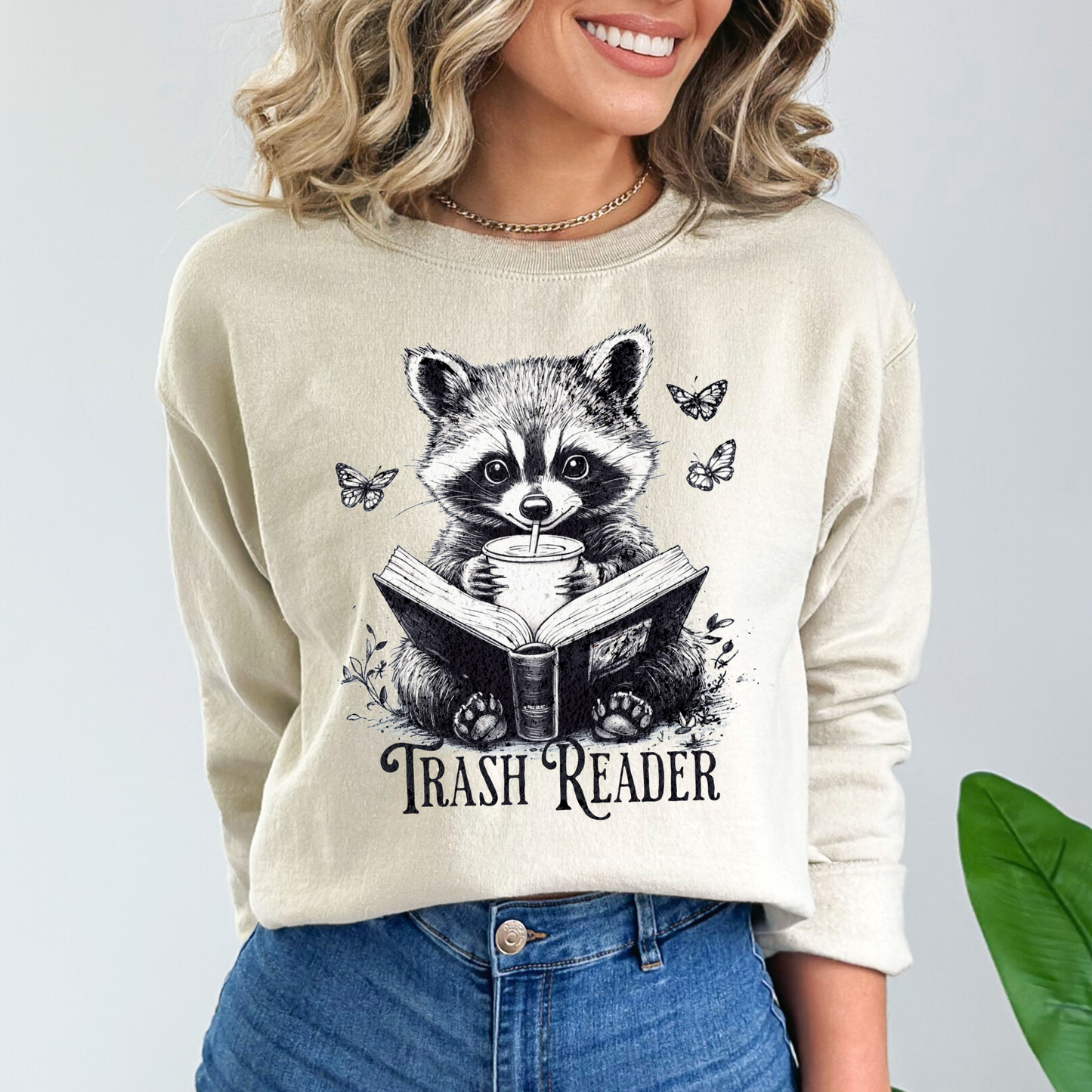 Cozy Raccoon Trash Reader Book Lover Sweatshirt