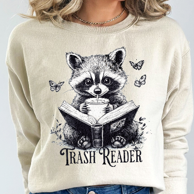 Cozy Raccoon Trash Reader Book Lover Sweatshirt