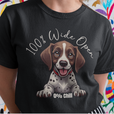 Funny GSP T-Shirt 100% Wide Open Puppy German Shorthaired Pointer Lover Gift