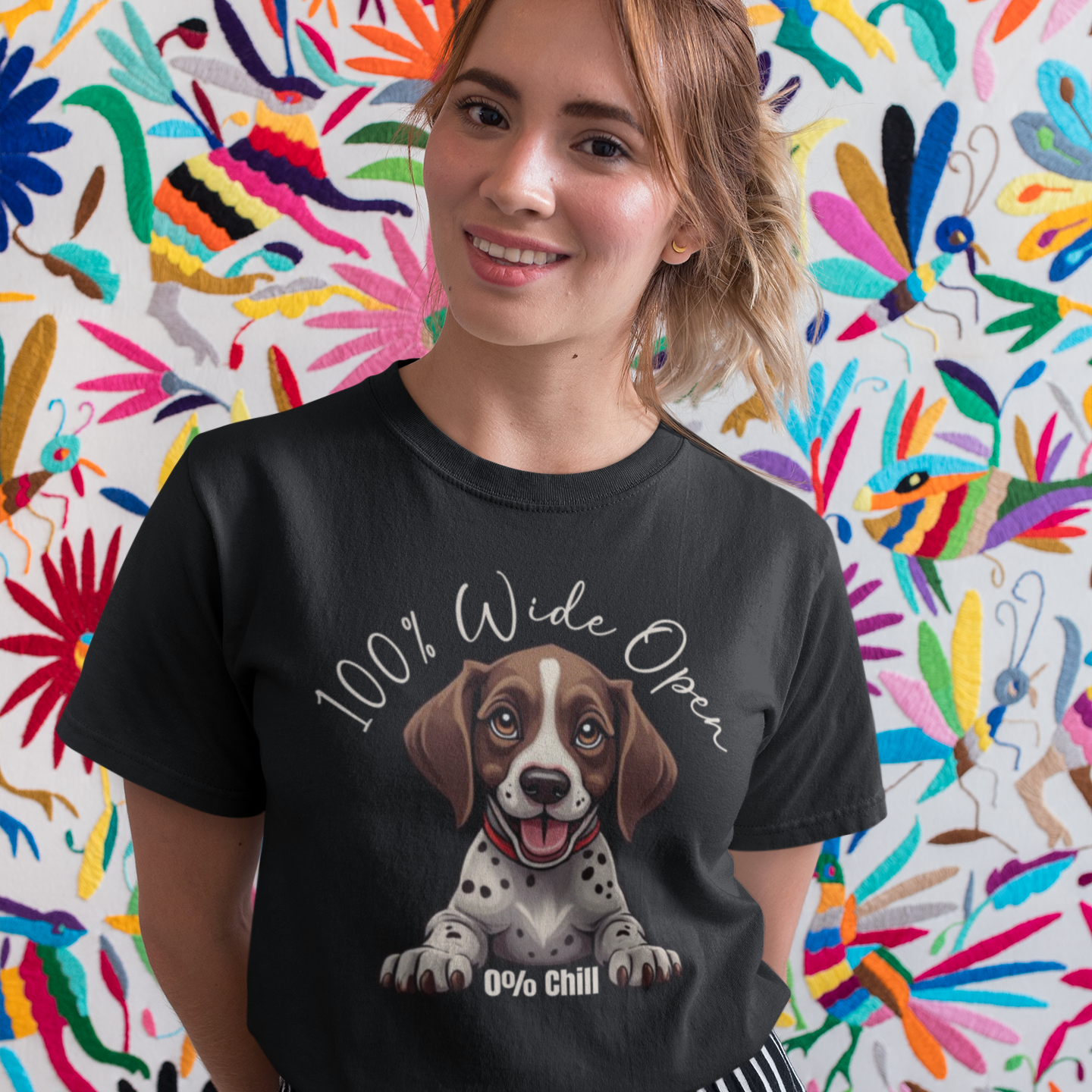 Funny GSP T-Shirt 100% Wide Open Puppy German Shorthaired Pointer Lover Gift