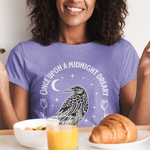 Edgar Allen Poe Raven Night T-Shirt — "Once Upon a Midnight Dreary" Gothic Poetry Tee