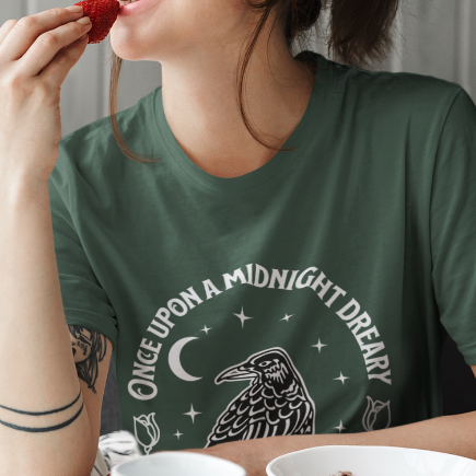 Edgar Allen Poe Raven Night T-Shirt — "Once Upon a Midnight Dreary" Gothic Poetry Tee
