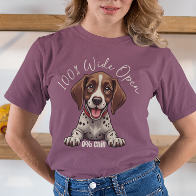 Funny GSP T-Shirt 100% Wide Open Puppy German Shorthaired Pointer Lover Gift