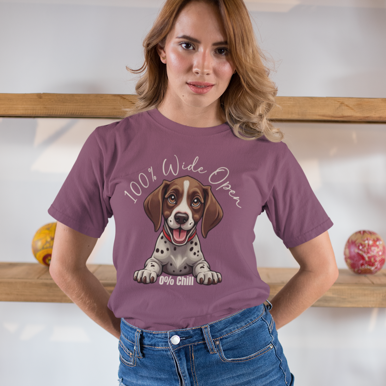Funny GSP T-Shirt 100% Wide Open Puppy German Shorthaired Pointer Lover Gift