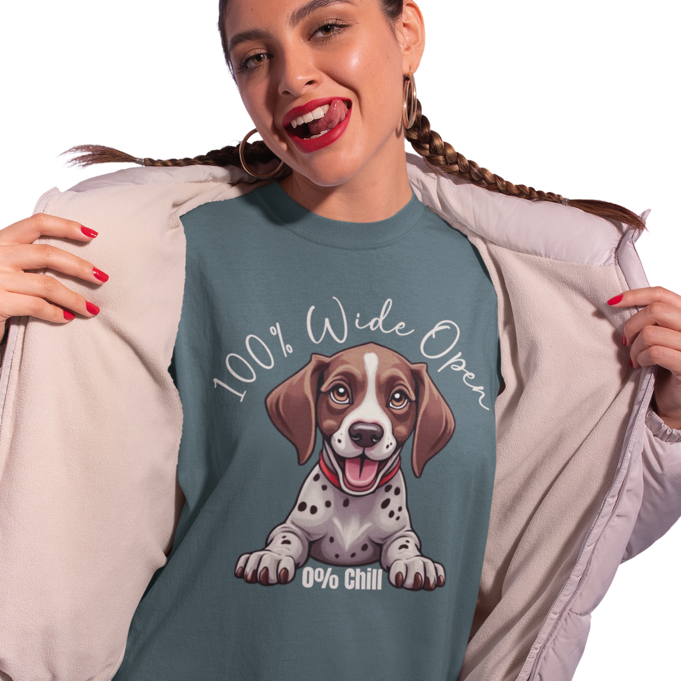 Funny GSP T-Shirt 100% Wide Open Puppy German Shorthaired Pointer Lover Gift