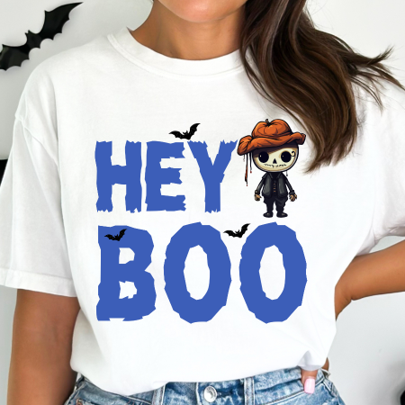 Hey Boo Halloween Scarecrow Graphic Comfort Colors T-Shirt