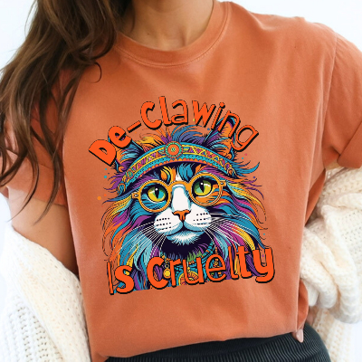 De-Clawing is Cruelty Colorful Cat Advocacy T-Shirt