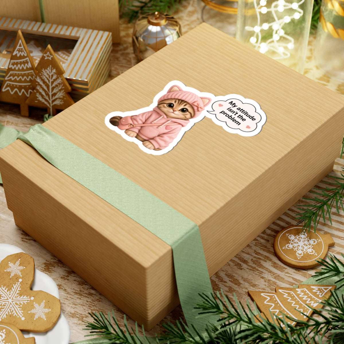 Funny Office Attitude Cat Sticker, Sweet Sassy Kitten