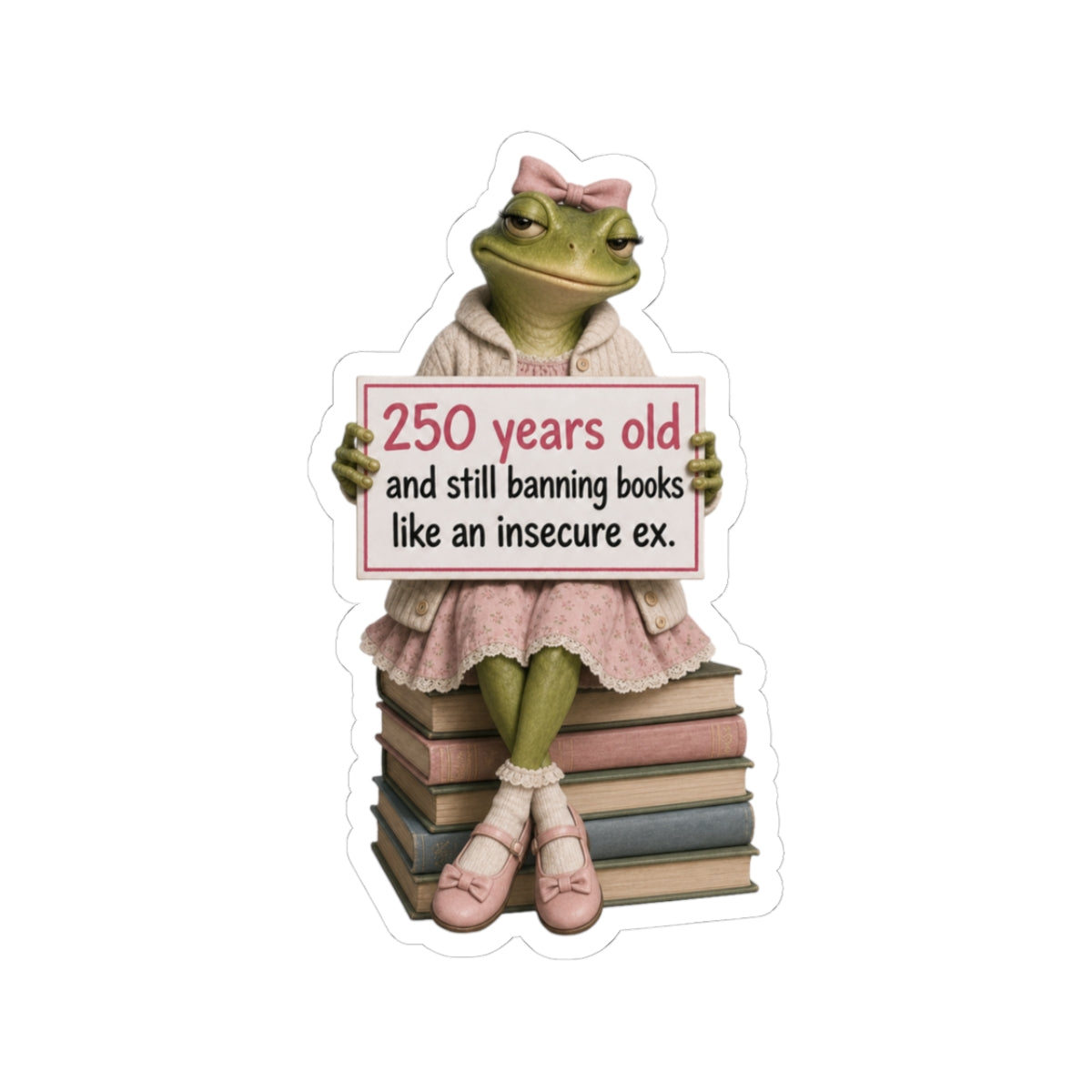 Sarcastic Political Satire Frog Sticker, Banned Books Club, Funny Protest Censorship Decal, Anti Maga Free Speech Humor, Librarian Bookworm