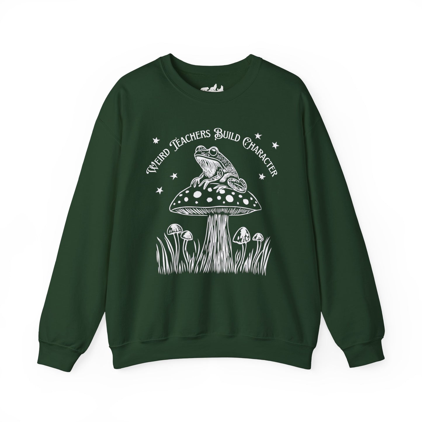 Weird Teachers Build Character Frog Lily Pad Gildan Sweatshirt