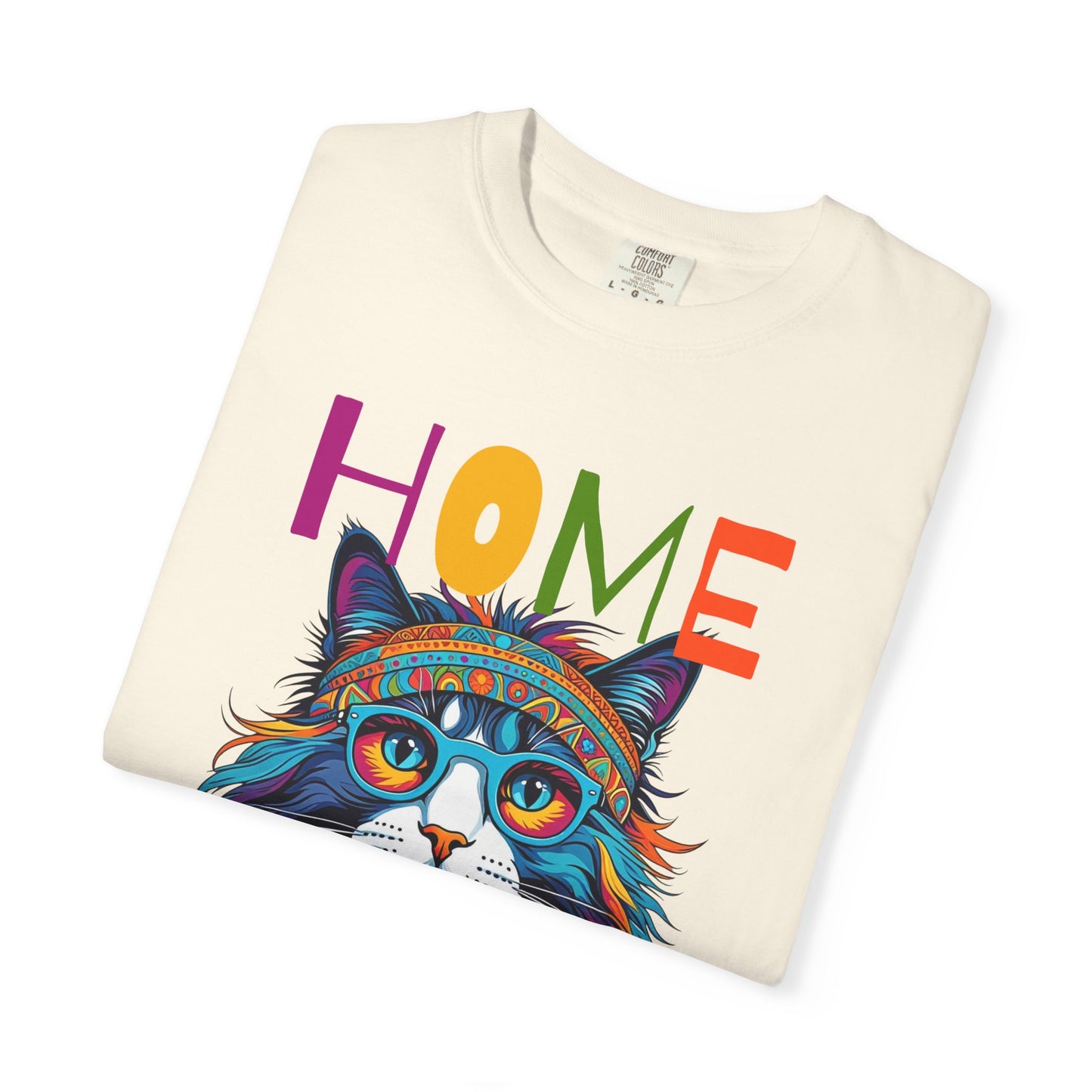 Home Wherever My Cat Is Colorful Cat T-Shirt