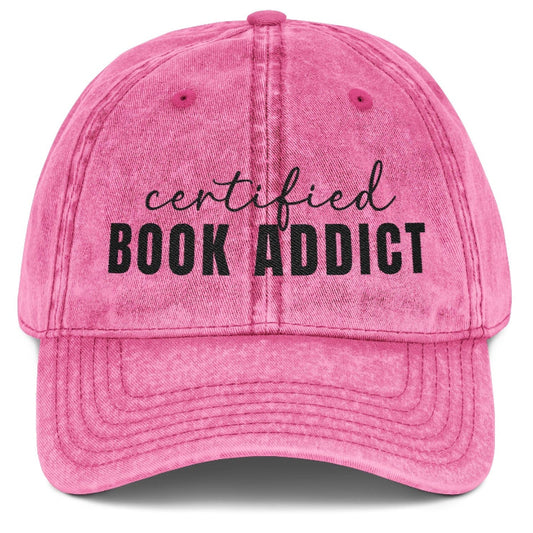 "Certified Book Addict" — Vintage Embroidered Book Lover Cap