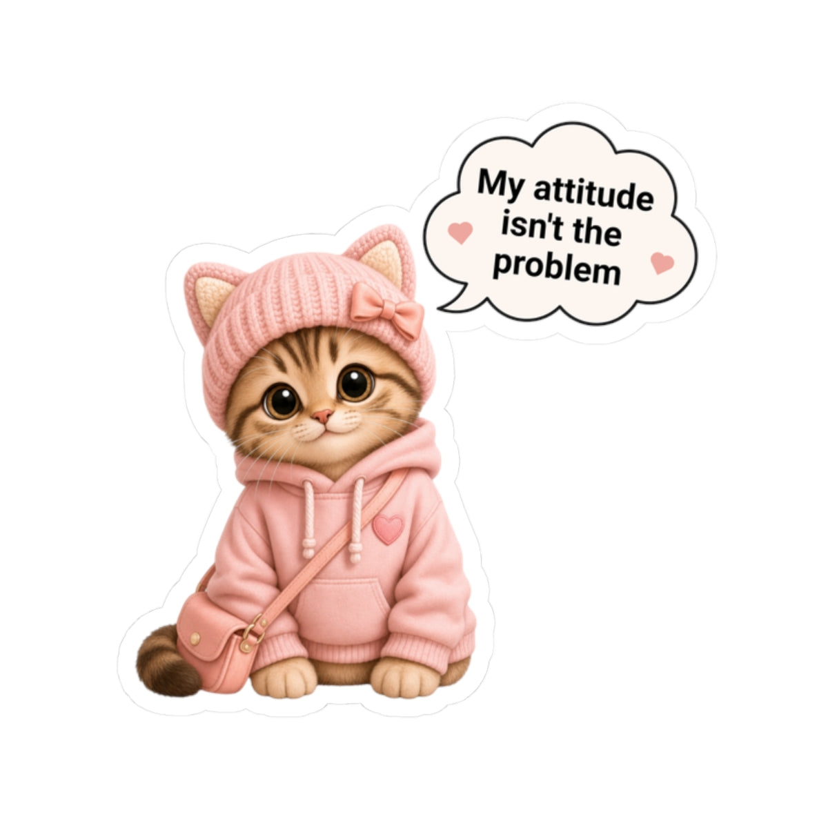 Funny Office Attitude Cat Sticker, Sweet Sassy Kitten