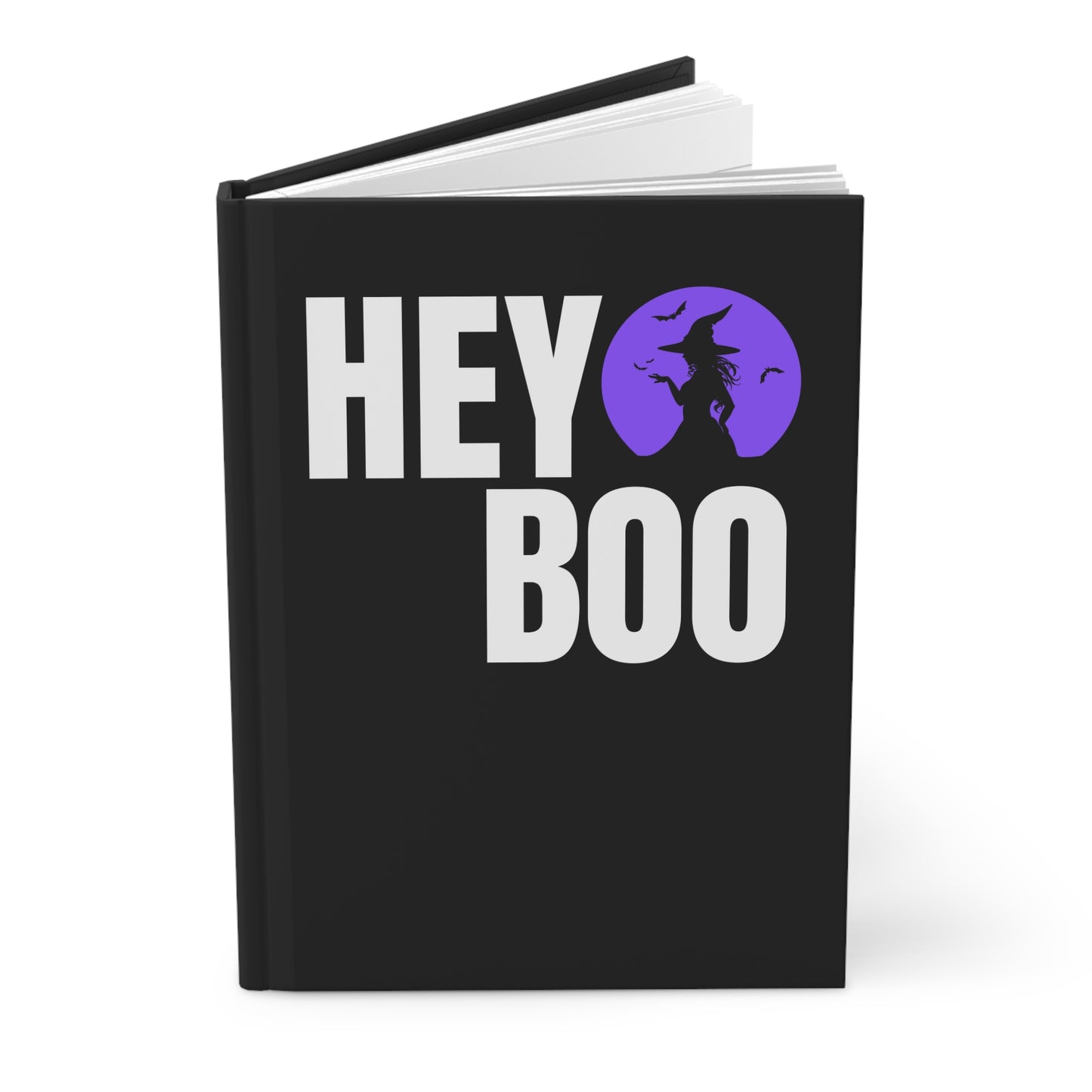 Hey Boo Witchy-Themed Hardcover Blank Lined Hardcover Journal