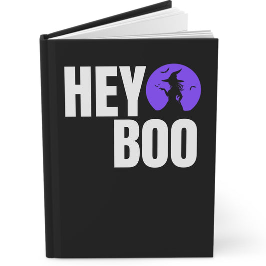 Hey Boo Witchy-Themed Hardcover Blank Lined Hardcover Journal