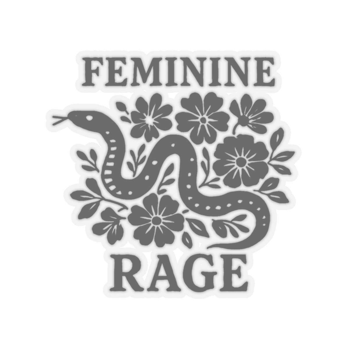 Feminine Rage Kiss-Cut Sticker, Floral Snake Aesthetic, Women's Rights Democrat Activist, Funny Protest Decal Phone Case Tumbler WaterBottle