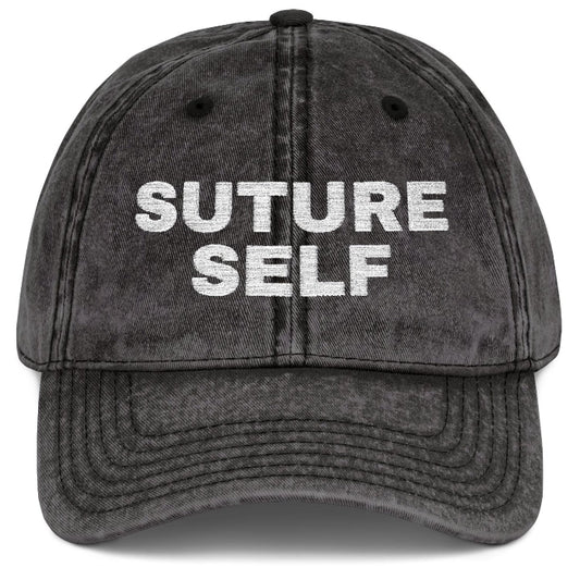 "Suture Self" — Personalized Medical Staff Vintage Cap, Name on the Back