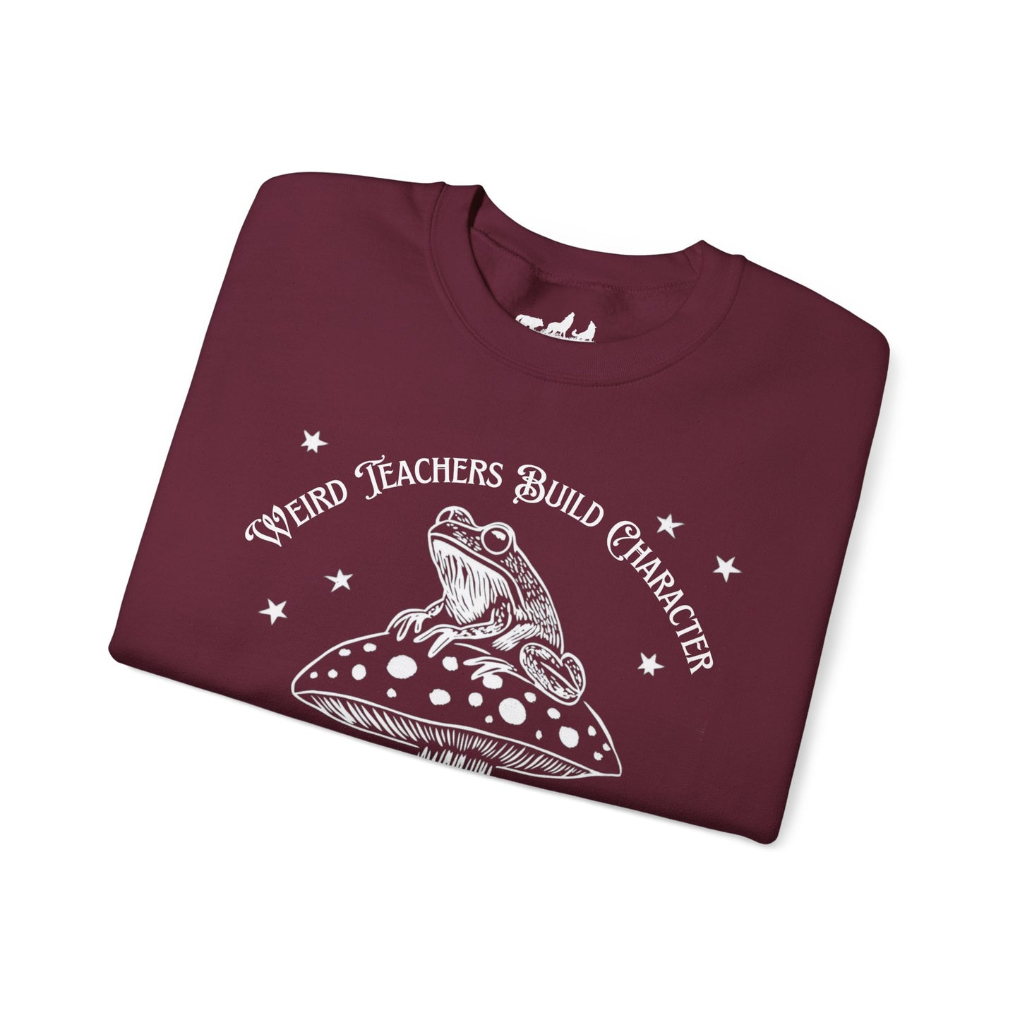 Weird Teachers Build Character Frog Lily Pad Gildan Sweatshirt