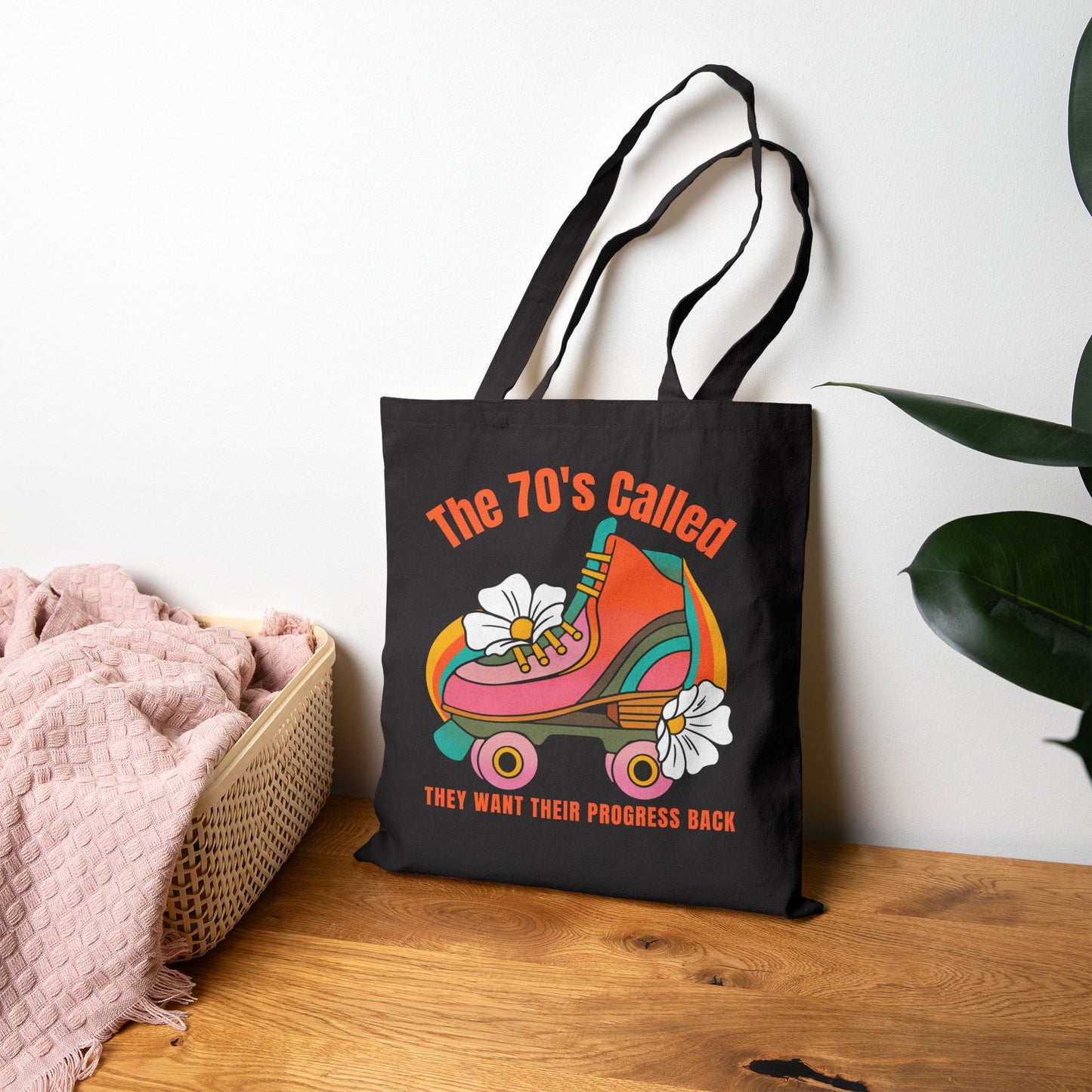 Politically Progressive Retro Feminist Roller Skate Tote Bag