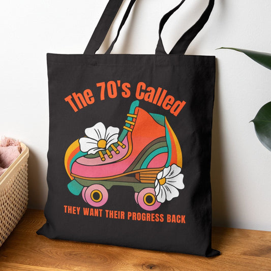 Politically Progressive Retro Feminist Roller Skate Tote Bag