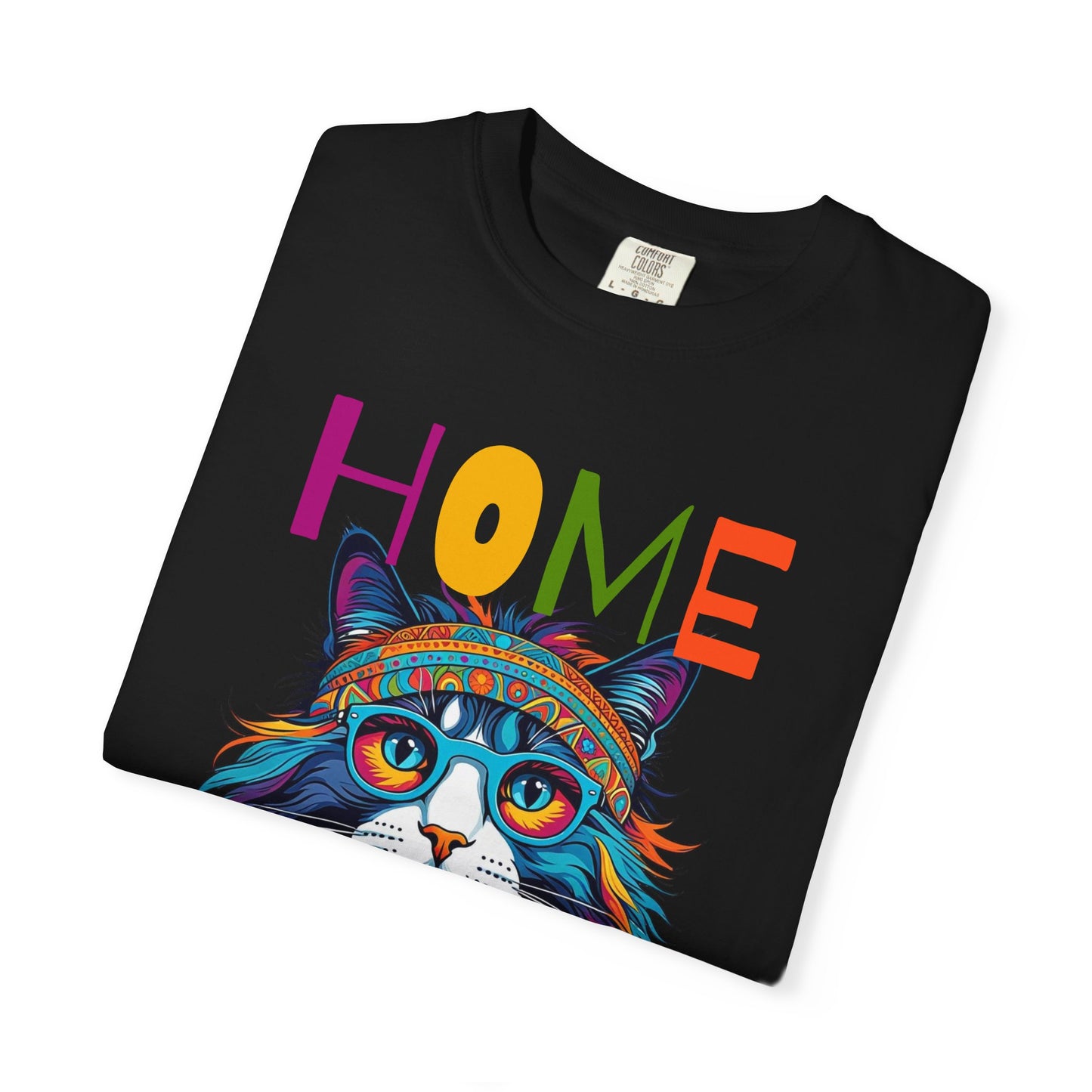 Home Wherever My Cat Is Colorful Cat T-Shirt