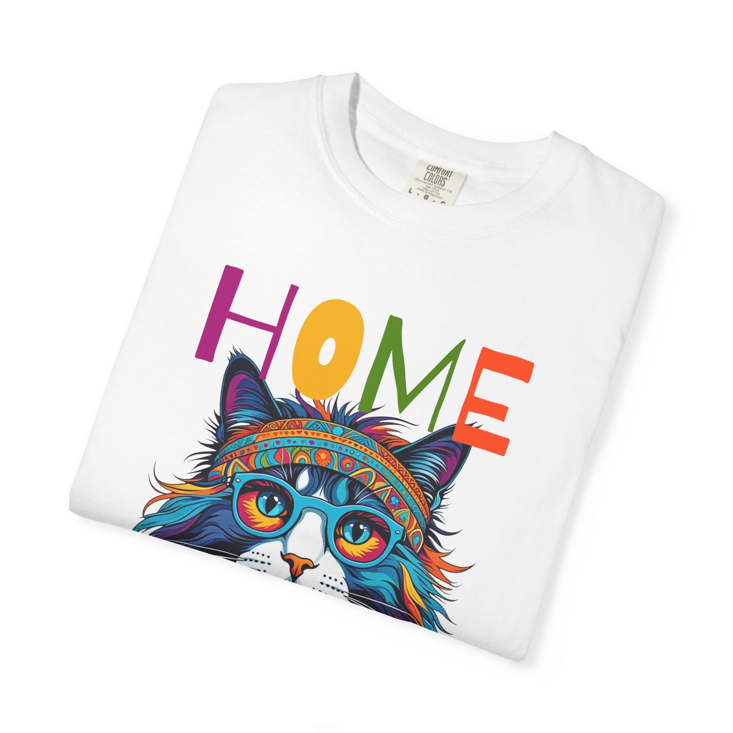 Home Wherever My Cat Is Colorful Cat T-Shirt