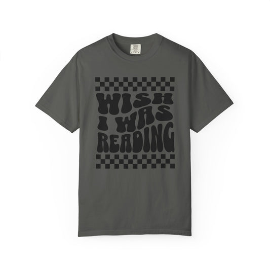 "Wish I Was Reading" — Retro Groovy Book Lover Tee