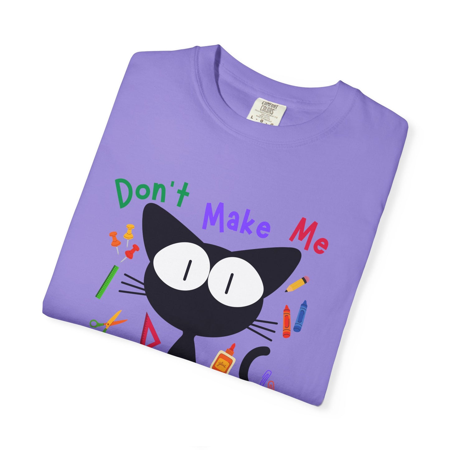 Funny Teacher Quote with Cat Graphic T-shirt, Gift for Aide, Elementary School Casual Friday Tee