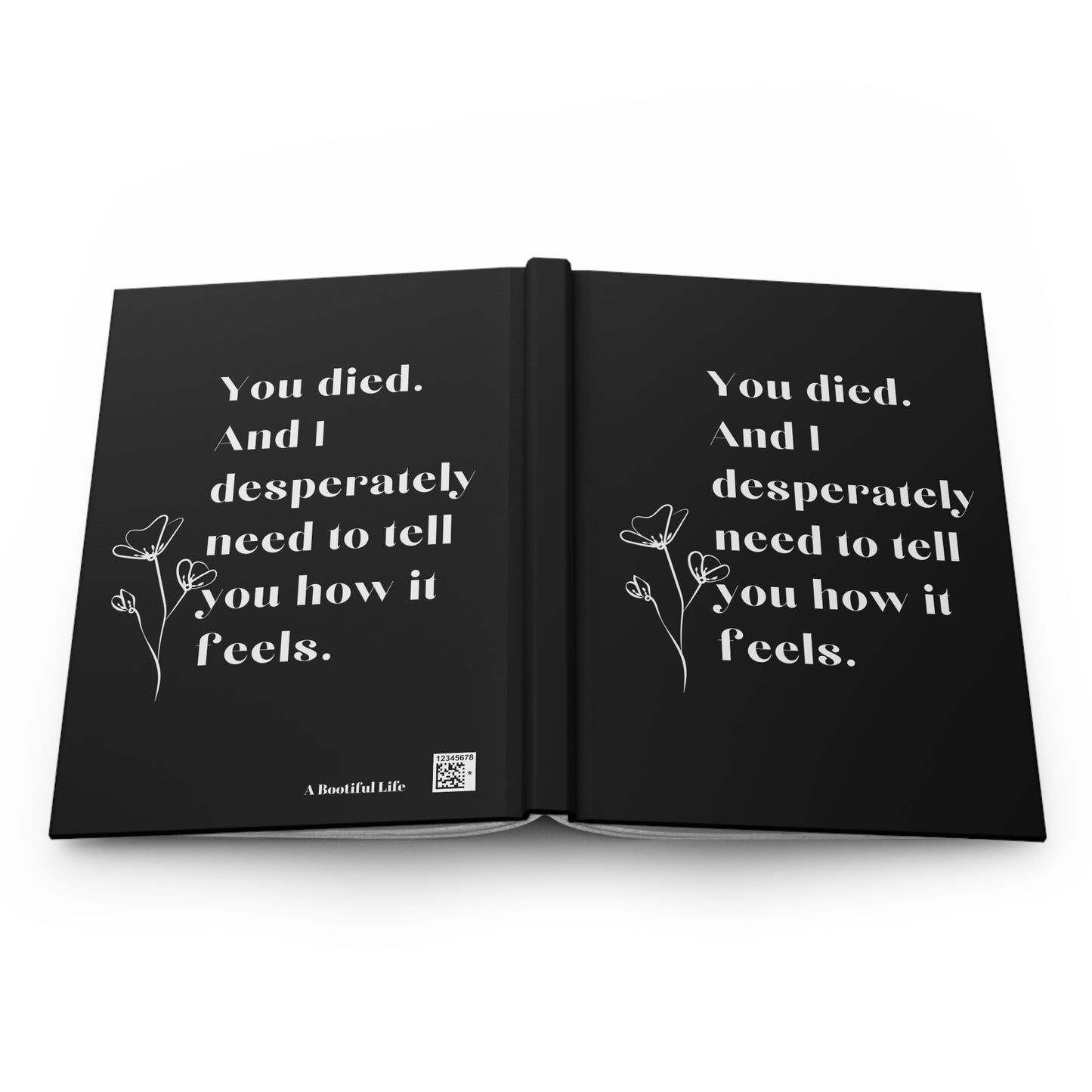 Grief Hardcover Journal, Black Sympathy Notebook with Blank Lined Perforated Pages