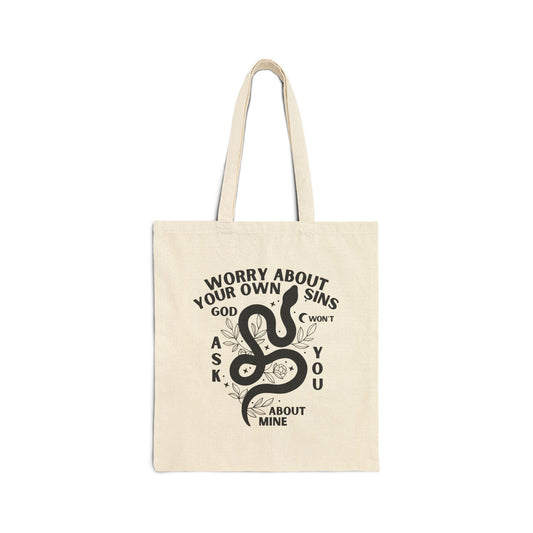 Worry About Your Own Sins Cotton Canvas Bag