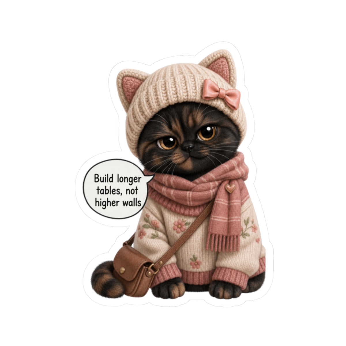 Political Satire, Inclusion Cozy Kitten Sticker, Anti ICE Protest Decal, Progressive Liberal Democrat, Human Rights Quote, Immigrant Ally