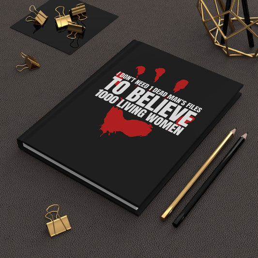 Feminist Journal, SA Awareness Hardcover Notebook, Red Handprint Abuse Awareness Diary