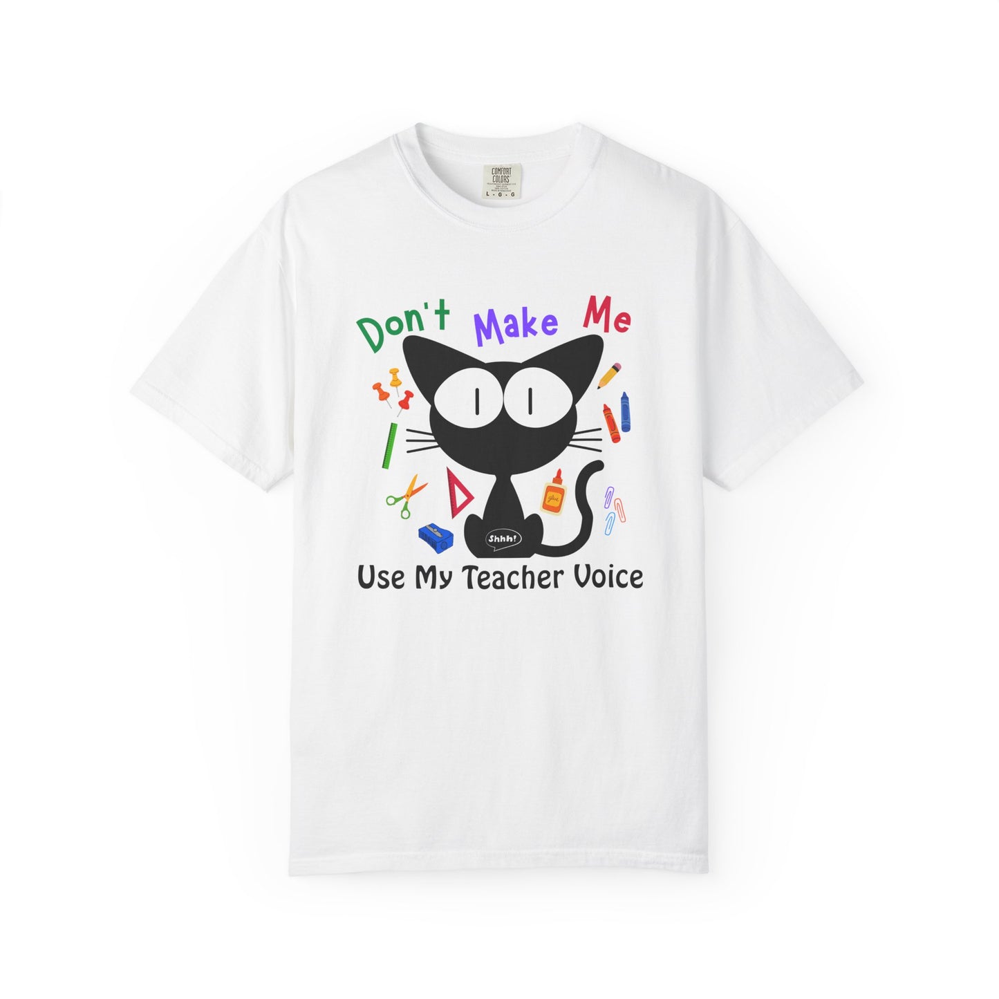 Funny Teacher Quote with Cat Graphic T-shirt, Gift for Aide, Elementary School Casual Friday Tee