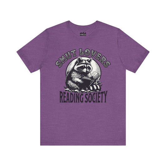 "Smut Lovers Reading Society" — Retro Raccoon Bookworm Tee
