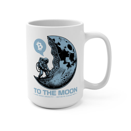 Crypto to the Moon Space-Themed Bitcoin 15 oz Mug
